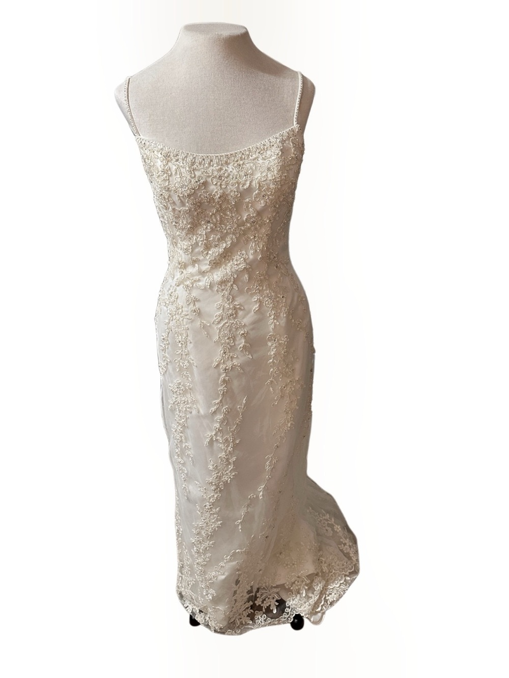 Anjolique Professional Design Ivory Beaded Lace Mermaid Wedding Dress Size 8 - Picture 2 of 13